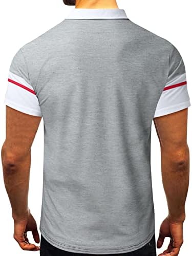 חולצות פולו לגברים של ZDDO שרירים שרוול קצר צבע טלאים טלאים כפתור צווארון צווארון צווארון קיץ רזה חולצה