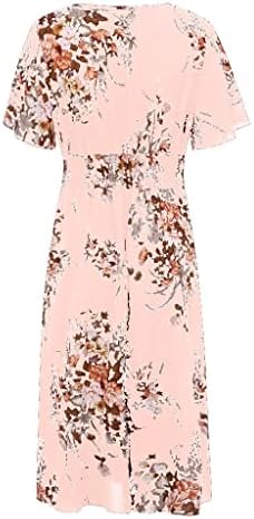 שמלת קיץ לנשים 2023 פלוס אופנה גודל נשות פרחוני מודפסות V צווארון V שמלה מזדמנת של שרוול קצר