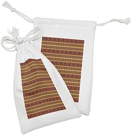סט כיס שבט שבטי של אמבסון סט של 2, נשרים בסגנון שבטי ילידי אלמנטים מסורתיים, תיק משיכה קטן למסכות
