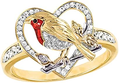 2023 טבעת ציפורה חדשה אדומה טבעת ציפורים יצירתית לנשים טבעות טבעות מגניבות לחבר'ה