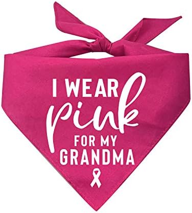 אני לובשת ורוד לסבתא שלי תומכת במודעות לסרטן השד כלב מודפס בנדנה