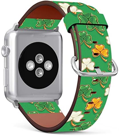 רצועת כף היד להחלפת רצועת עור תואמת את סדרת Apple Watch 5/4 / 3/2 / 1 - תלתן שמרוק בצבע הדגל האירי