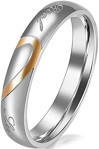 צורת לב של מאהב ארוך 316 ליטר גברים נשים טבעת הבטחה אהבה אמיתית טבעות נישואין זוגיות - 1 חתיכה