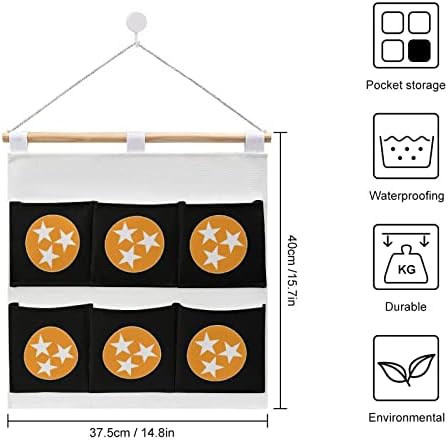 דגל של טנסי קיר ארון תליית אחסון תיק 6 כיסים פשתן כותנה מעל את דלת ארגונית שקיות לחדר שינה אמבטיה