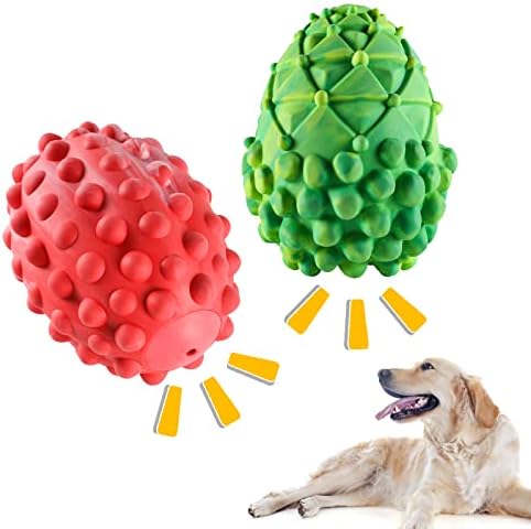צעצועי כלבים חורקים ללועסים אגרסיביים, כדורי כלבים עם חורק, צעצועים אינטראקטיביים כמעט בלתי ניתנים להריסה