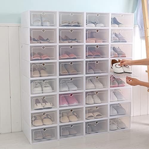 FDIT 6PCS תיבת נעליים, קופסאות אחסון נעליים ברורות מפלסטיק מפלסטיק, מיכלי נעליים עם דלת מגנטית, מארגן נעליים פלסטיק