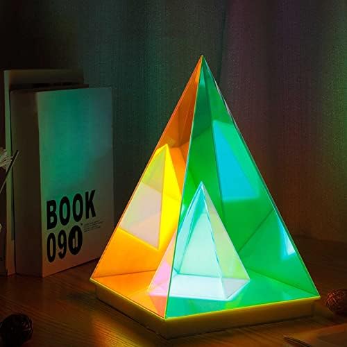 Xianfei פירמידה מנורת שולחן סטריאו, צבע יצירתי RGB LED LED LED Lig