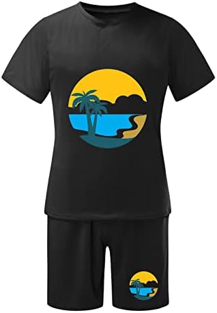 BMISEGM Summer Mens T חולצה גברים תלבושת קיץ חוף חוף שרוול קצר חולצה מודפסת חולצה קצרה חליפה מכנסיים
