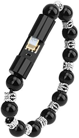 Gxcdizx צמידי טעינה שחורים כבלים כבלים כבלים חרוזי תפילה חרוזי שורש כף יד