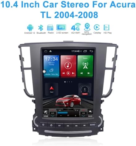 סטריאו לרכב Abuwu עבור Acura TL 2004 2005 2006 2007 2008, 10.4 אינץ 'אנדרואיד 12.0 מסך מגע רדיו רדיו GPS