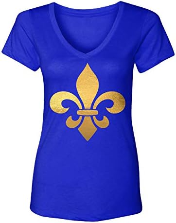 Gold Fleur de Lis-Mardi Gras New Orleans Women's Veck חולצת צווארון