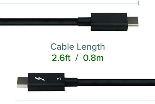 Thunderbolt 3 Clable Clable, 40 ג'יגה -ביט לשנייה תומך בטעינה של 100 וואט, כבל אחד 2.6ft / 0.8m וכבל 6.6ft