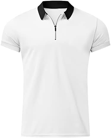 XXBR לגברים שרוול קצר חולצות פולו רבע-רבע-רוכסן מזדמן כושר יומיומי V צוואר חולצות מעוצבות בסיסיות חולצות
