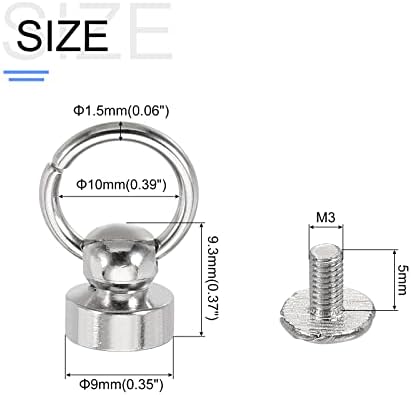 Metallixity עגול ראש עגול משיכת טבעת מסמרת 6 יחידות, מסמרות כפתור פליז עם בורג - למלאכה ביתית DIY