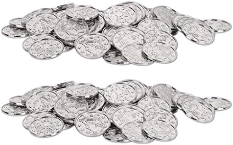 מטבעות פלסטיק כסף באיסטל 200 חתיכה, 1.5