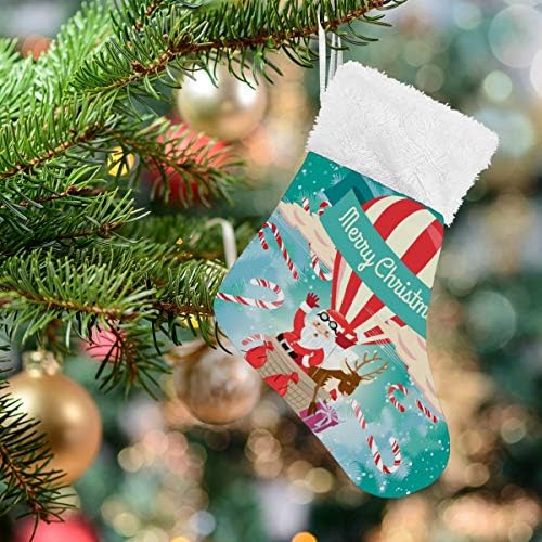 גרבי חג המולד של Alaza חג מולד שמח עם קישוטי גרביים קטנים בהתאמה אישית של סנטה קלאוס קלאסית לעיצוב