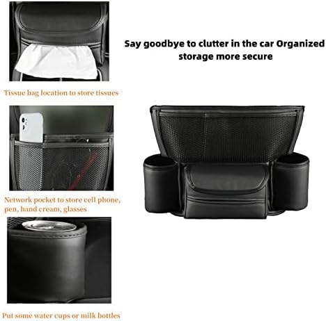 שקית אחסון לרכב של רולינו, שקית אחסון מושב גדול של עור משודרגת, מחזיק תיק יד בין מושבי רכב