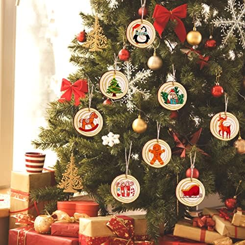 מקסימום כיף טבעי עץ פרוסות 30 יחידות 2.4-2.8 קרפט עץ ערכת חג המולד קישוטי גמור מראש עם חור עץ עיגולים עבור
