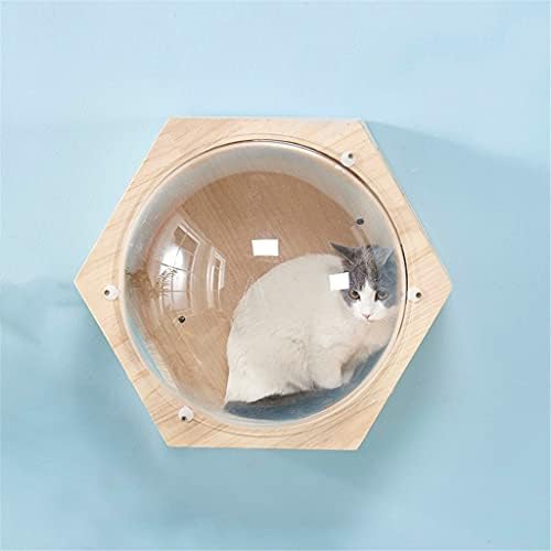 קיר רכוב חתולי טיפוס מסגרת חתולי עץ משושה קפסולת חלל חתולי קיר בית לשחק מערת חתלתול צעצוע מיטה לחיות