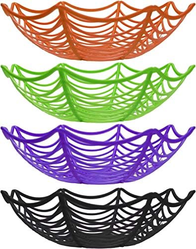 סט של 2 קערות ממתקים ליל כל הקדושים בצבעים שונים-עיצוב אתרים מהנה עם עכבישים מצמררים! - כולל צבעים