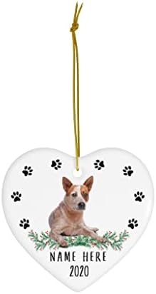 שם מותאם אישית כלב בקר אוסטרלי כלב אדום עקרן פו הדפסים מתנות 2023 קישוטי עץ חג המולד לב