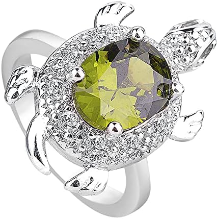 טבעות דקיקות לנשים טבעת צב סטרלינג טבעת ירוק טבעת צב צב מתנה אורך חיים