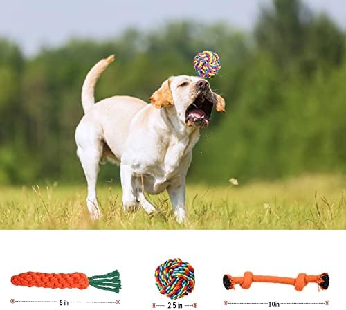 AOTYPE 3PCS צעצועים לעיסת כלבים לכלבים קטנים לעיסת בינוני, צעצועים לחבלים לכלבים לצעצועים עמידים