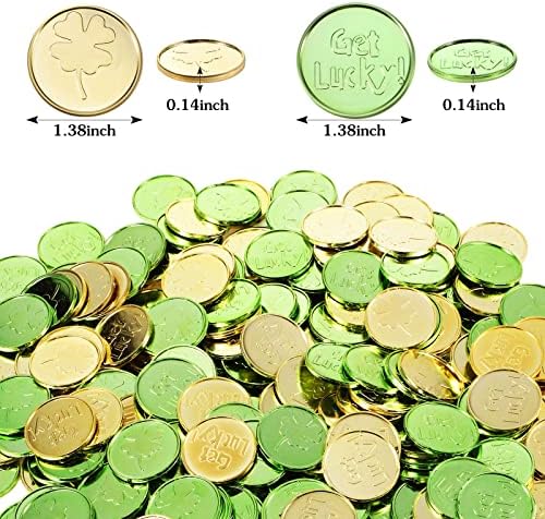Hungdao 240 PCS סנט פטריק יום מטבעות זהב עם שמרוק קונפטי פלסטי