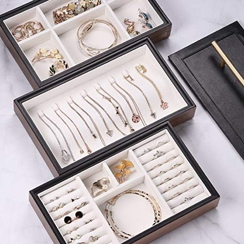 Ganfanren תכשיטי עץ תכשיטים תצוגת תכשיטים עגילי ארון קופסאות טבעות מארגן תכשיטים קופסת מתנה