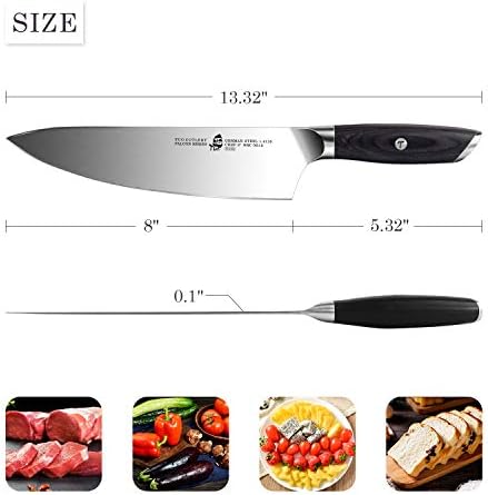 סכין טו שף 8 אינץ ' - שף מטבח סכין בישול סכין ג'יוטו יפני - פלדה HC גרמנית עם ידית Pakkawood - סדרת פלקון