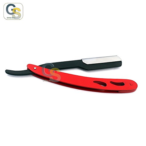 G.S סכין סכין קצה ישר מקצועי עם 100 להבים בקצה יחיד - קרובה לגילוח ידני גילוח גילוח בטיחות אדום ושחור