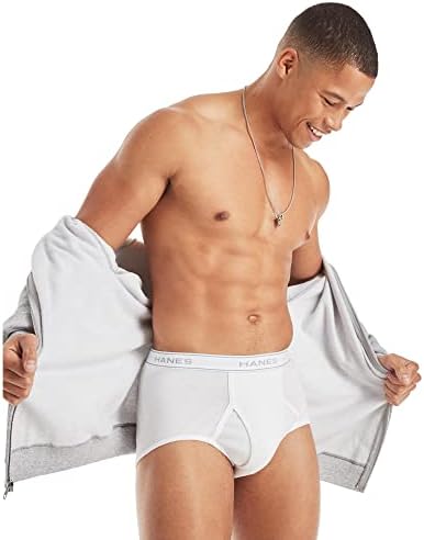 תחתונים לבנים ללא תג לגברים של היינס עם חגורת נוחות-חבילות מרובות זמינות