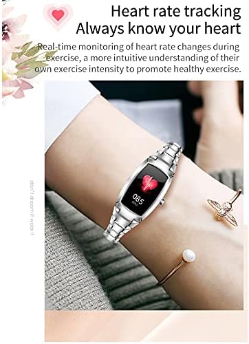 שעון חכם לנשים, שעון חכם עבור אנדרואיד וטלפונים עמיד למים גשש כושר עם לחץ דם קצב לב דם חמצן שינה צג הודעה הודעת