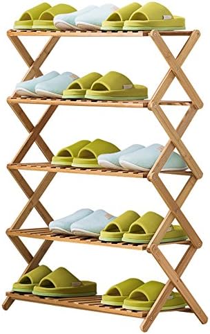 Dulplay מתלה נעליים במבוק, ארון נעליים פשוט של שכבתיות עץ מוצק עץ מוצק מודרני פשוט רב פונקציה 2-5 שכבה 6-18