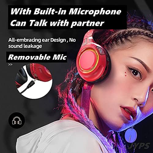אוזניות אלחוטיות, RGB Hifi Stereo Bass Bass אוזניות אלחוטיות עם מיקרופון עבור PS4 PS5 PLPHON PC PC Bluetooth