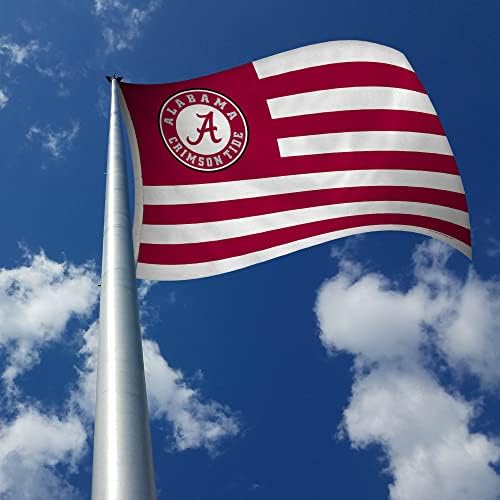 Rico Industries NCAA Alabama Crimson Tide Flag 3 'x 5' כוכבים ופסים דגל באנר - עיצוב מקורה או