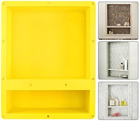 Suteck 16 x 20 גומחה מקלחת מדף כפול - מלבן צהוב מקלחת קובייה נישה, מוכן לגומחה אריחים לחדר אמבטיה,