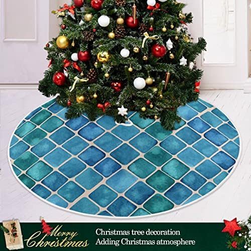 Oarencol כחול קרמיקה פסיפס ציאן באפלו חצאית עץ חג המולד 36 אינץ 'גיאומטריה משובצת אבן חג המולד חג מפלגת