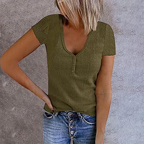 נשים שרוול ארוך חולצות עבור שכבות נשים מקרית מוצק צבע למעלה חולצה צווארון כפתור קצר שרוול לסרוג אחוי