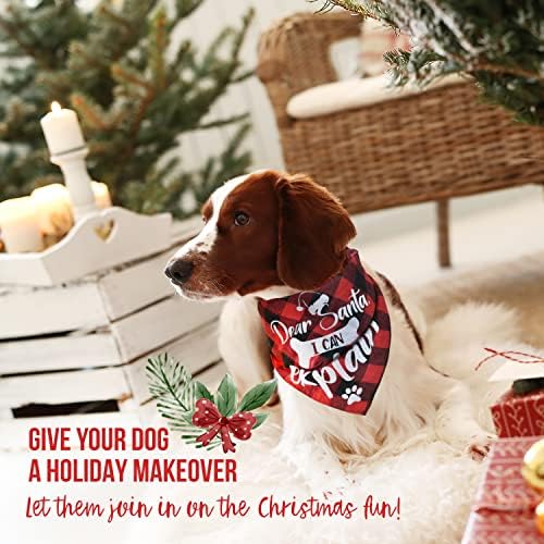 כלב חג המולד בנדנות גזע גדול-חבילה של 2 באפלו משובץ כלב בנדנה חג המולד - מתכוונן חג המולד כלב