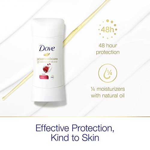 Dove Care Advanced Antiperspirant Deodorant Stick לנשים, להחיות, להגנה על 48 שעות ושחי רכים ונוחים, 2.6 גרם