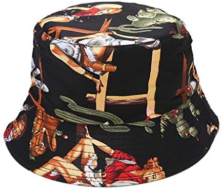 כובע קיץ מתקפל דו-צדדי כובע קיץ גברים ונשים דלי כובע שמש כובע אביזרי הדפסה פרחוניים לנשים אנטי-סונבורן