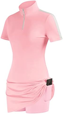 ג ' ק סמית נשים אתלטי פולו שמלת טניס גולף שמלה עם מכנסיים קצרים & מגבר; כיסים קצר שרוול תרגיל אימון שמלה