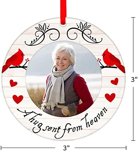 מסגרת תמונה של Waahome קישוטי חג המולד אדום קרדינל 2023 קישוטים לחג המולד בשמיים, לזכר קישוטי אהוב אחד לקישוטי