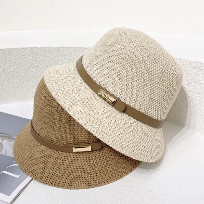 כותנה פשתן פנמה כובע לנשים קיץ חוף מתקפל רצועת חגורת נשים חופשת דלי כובע