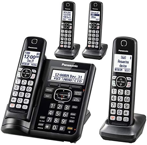 מערכת טלפון אלחוטית של Panasonic עם מכונת תשובה, בלוק שיחות במגע אחד, הפחתת רעש משופרת, מזהה מתקשר