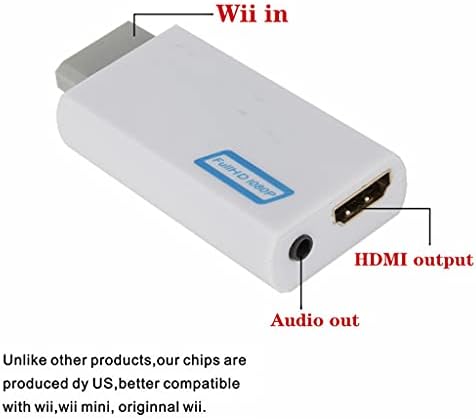 מפצל Jahh Hdmi Wii לממיר HDMI Full HD 1080p Wii 2 3.5 ממ שמע עבור תצוגת צג HDTV למחשב ל- AdapterR