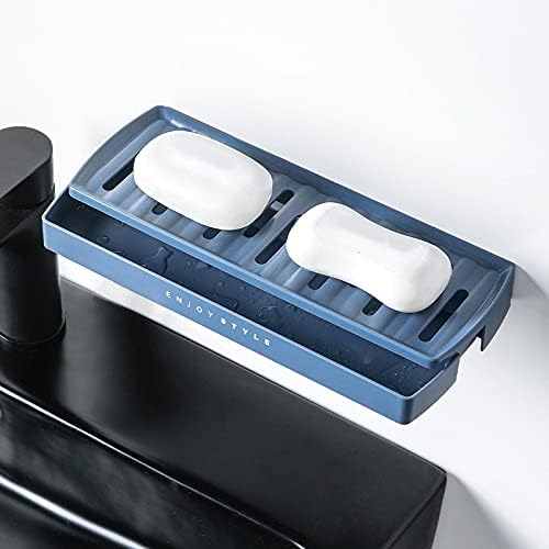 NC קופסת סבון באורך כפול קופסת סבון סינטטי מתלה סבון מתאים למקלטת/מקלחת/אמבטיה/כיור מטבח עיצוב כפול