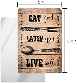 סכין ומזלג מטבח המוטו עיצוב קומפקטי מראה בתפזורת 4 חבילה כרטיס מראה, עץ לאכול טוב החמצה לעתים