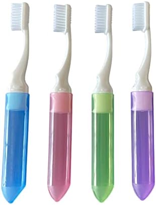 ORA-ZEN 24 חבילות צבעוני מברשת שיניים מתקפלת בתפזורת מברשת שיניים מתקפלת ניידת עם מכולות לטיול